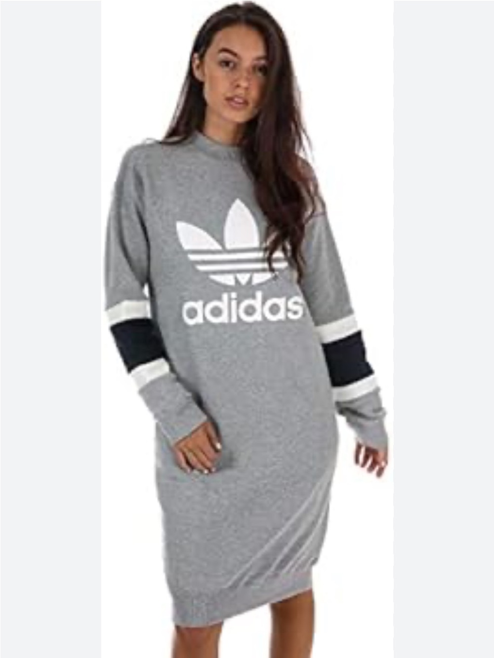 adidas Grey Long Sleeve Logo Sweatshirt Dress NWOT SIZE SMALL S
